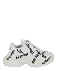 Balenciaga Womens Triple S Logotype Low-Top Sneakers