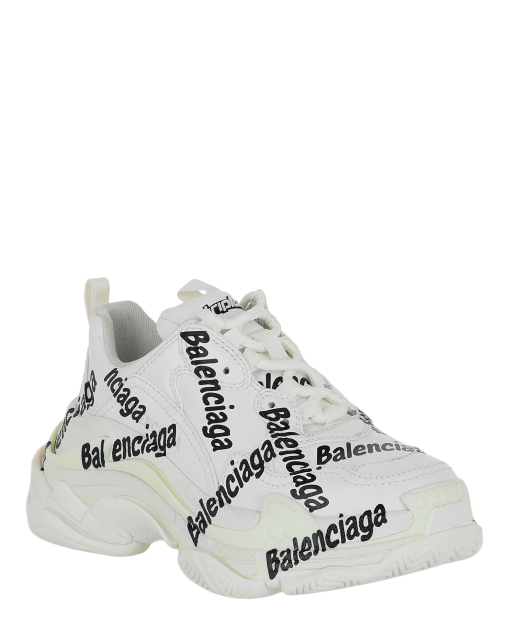 Balenciaga Womens Triple S Logotype Low-Top Sneakers