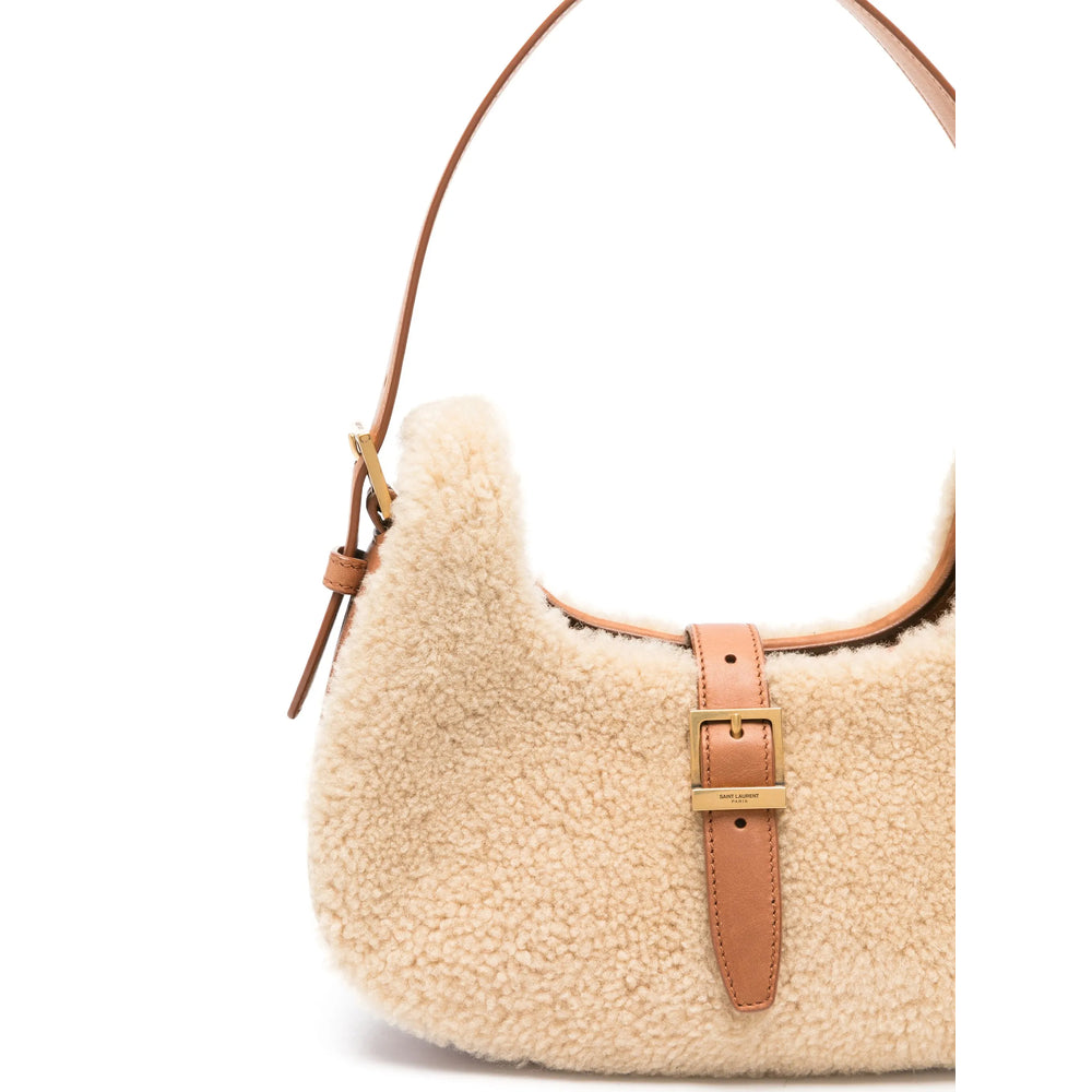 Saint Laurent Women Fermoir Shearling Hobo Bag