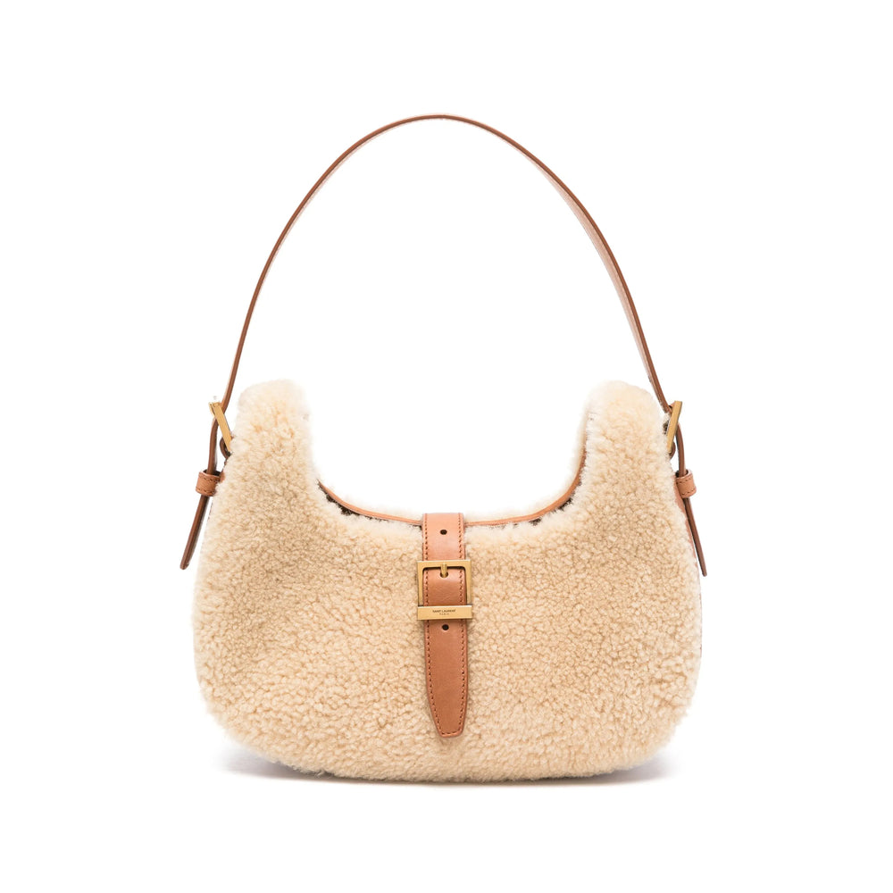 Saint Laurent Women Fermoir Shearling Hobo Bag