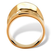 PalmBeach Jewelry Yellow Gold-plated Hammered  Concave Cigar Ring (5.5mm) Sizes 5-10