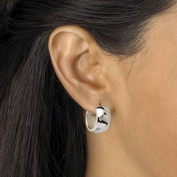 PalmBeach Jewelry Sterling Silver Hoop Huggie Earrings (18.5mm)