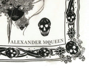 Alexander McQueen Women's Ivory / Black Modal / Wool Scarf Ophelia Skull Print
