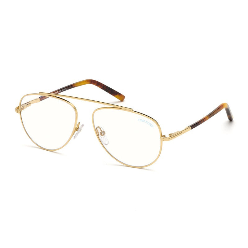 Tom Ford Tom Ford Eyeglasses Aviator Full Rim, Shiny Rose Gold Frame and Clear Demo Lenses Lens FT5622-B028