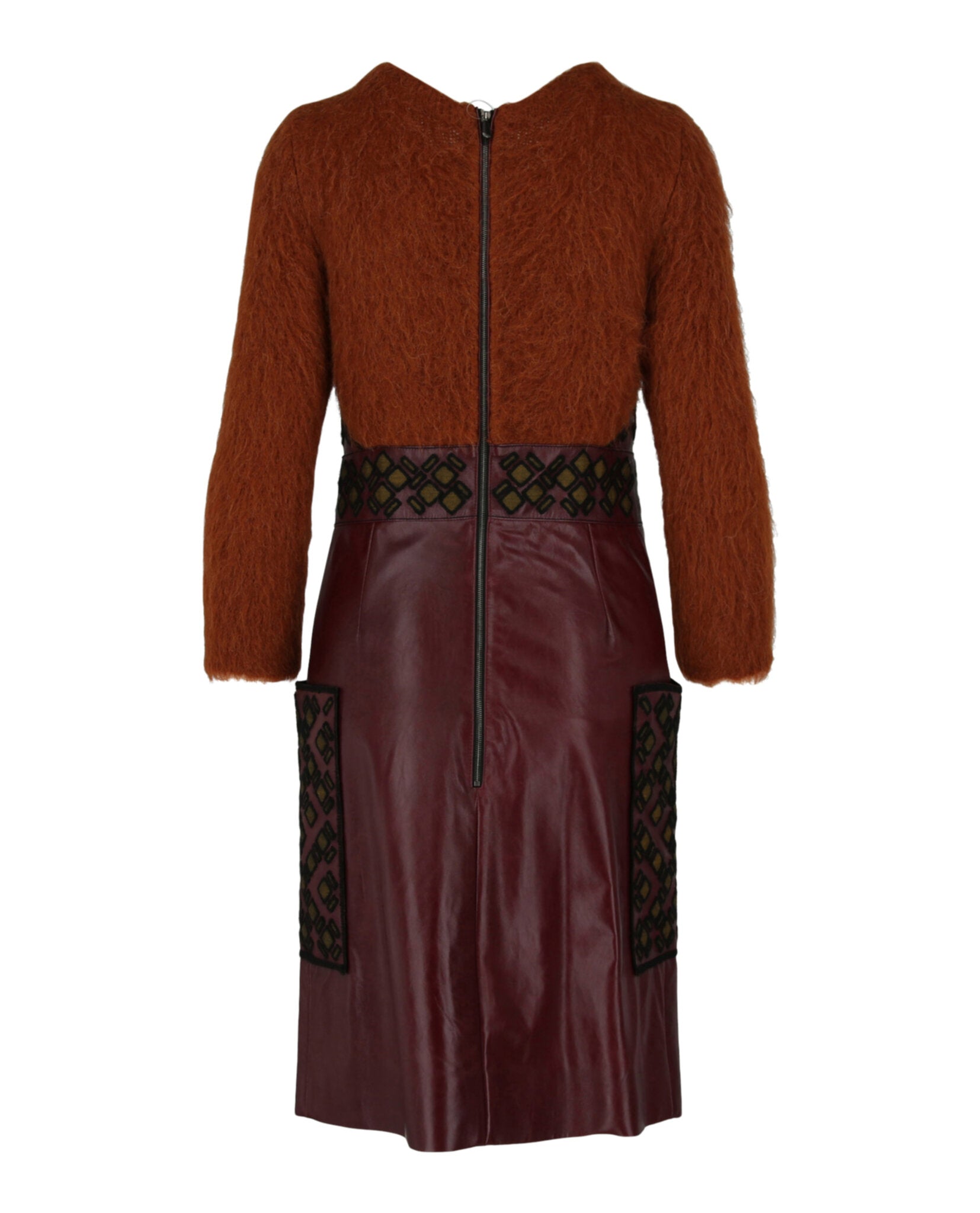 Bottega Veneta Womens Embroidered Leather Sweater Dress