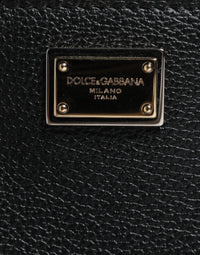 Dolce & Gabbana Black Grain Leather Logo Plaque Clutch Women's Bag (Pre-Loved)