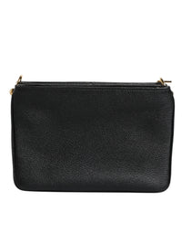 Dolce & Gabbana Black Grain Leather Logo Plaque Clutch Women's Bag (Pre-Loved)