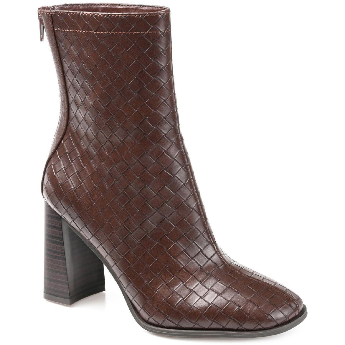 Brielle Womens Faux Leather Stacked Heel Mid-Calf Boots
