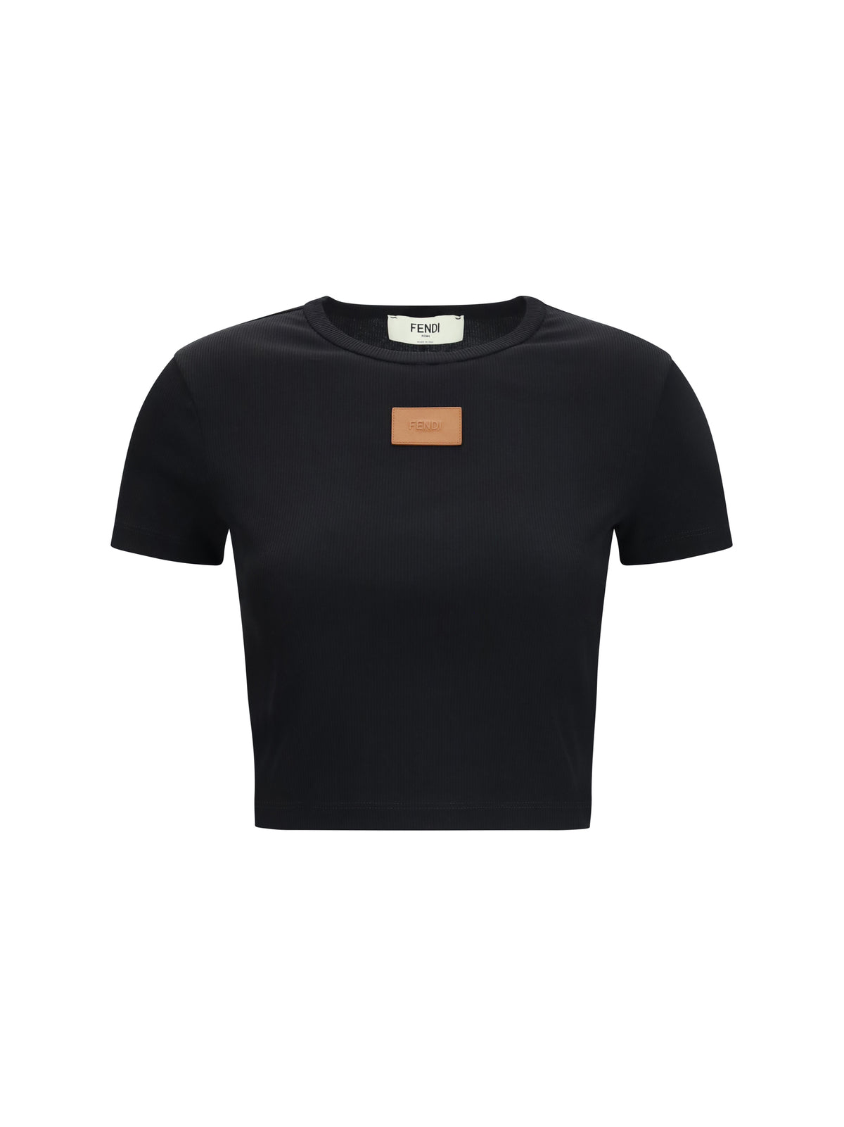 FENDI Fendi Women Cropped Ribbed Cotton T-Shirt