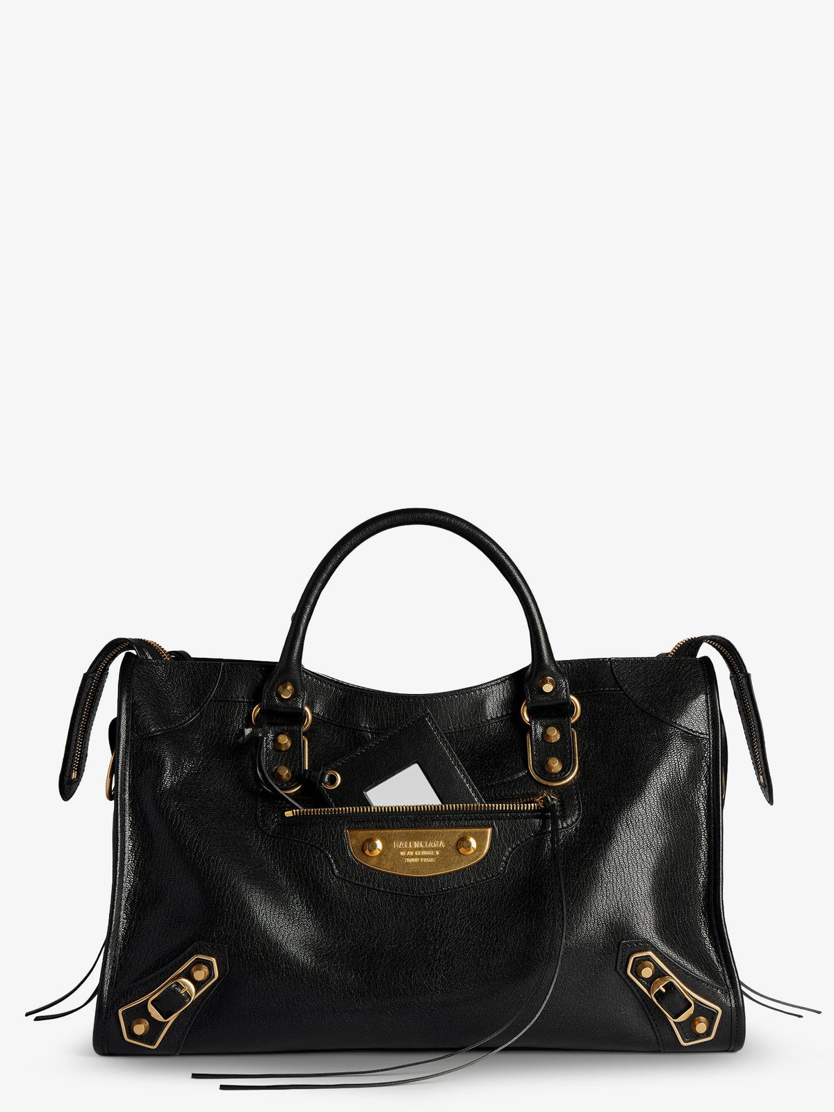 Balenciaga Women Le City Uptown Leather Handbag With Stud Detail