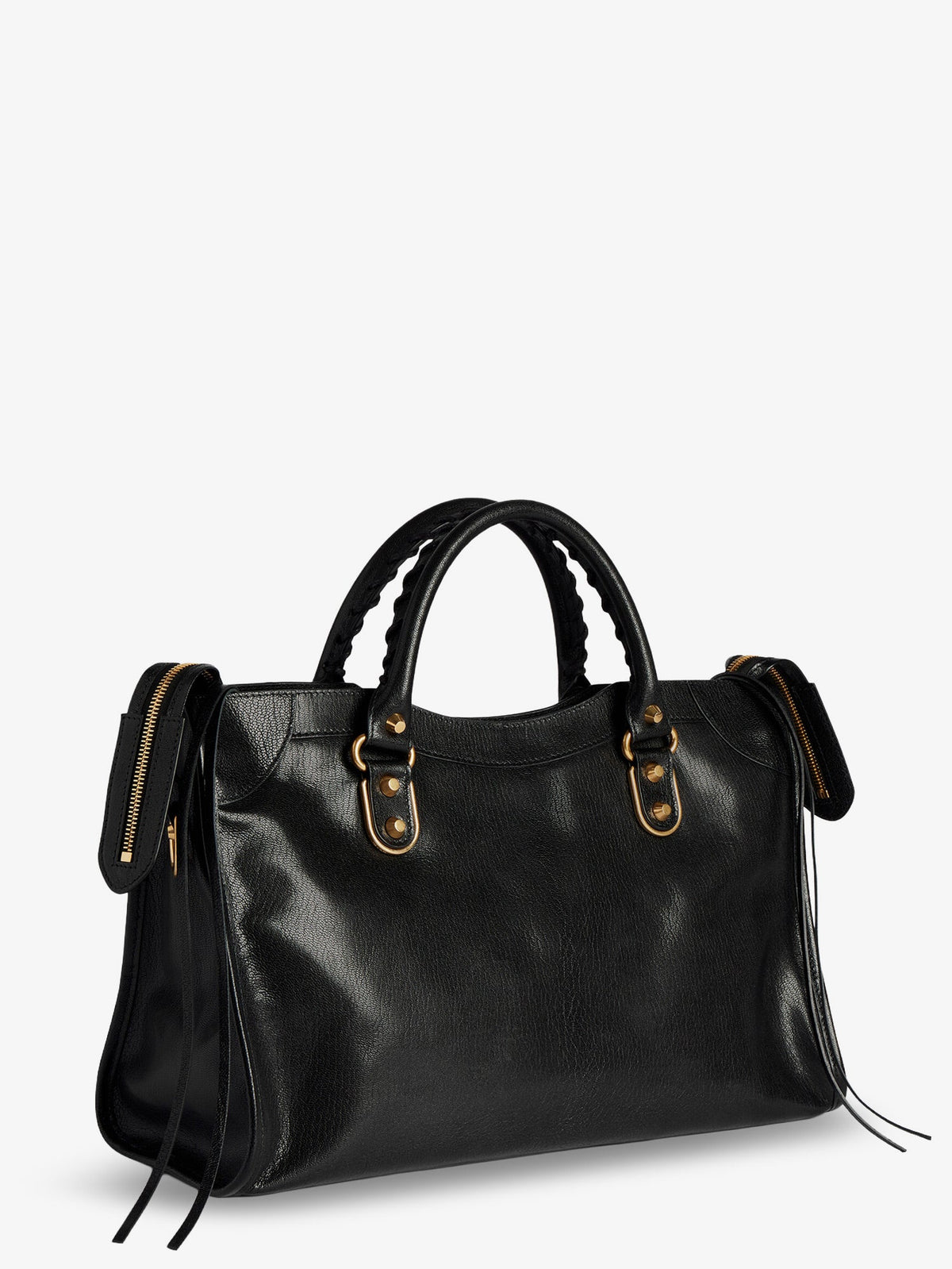 Balenciaga Women Le City Uptown Leather Handbag With Stud Detail