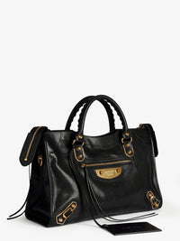 Balenciaga Women Le City Uptown Leather Handbag With Stud Detail