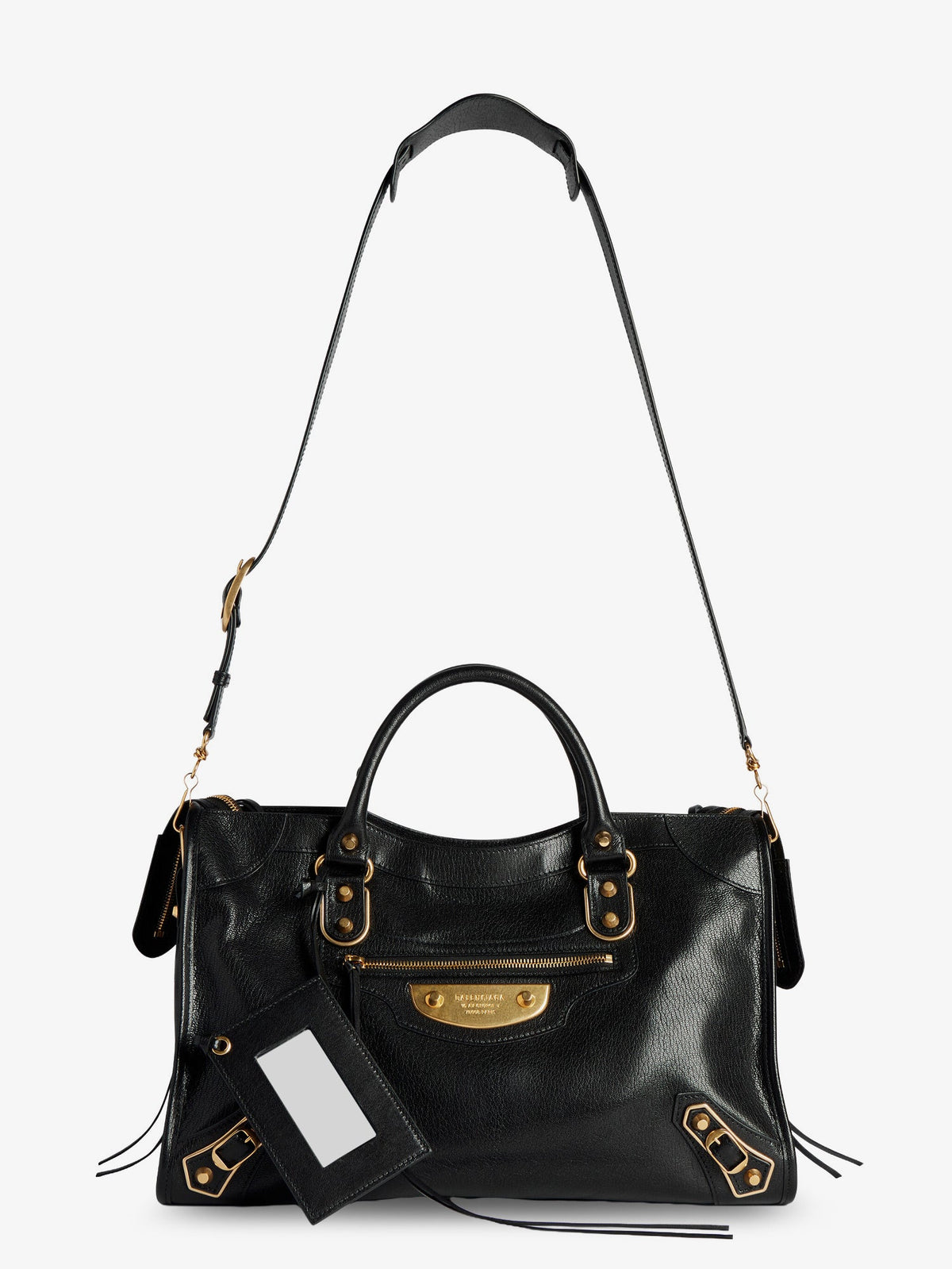 Balenciaga Women Le City Uptown Leather Handbag With Stud Detail