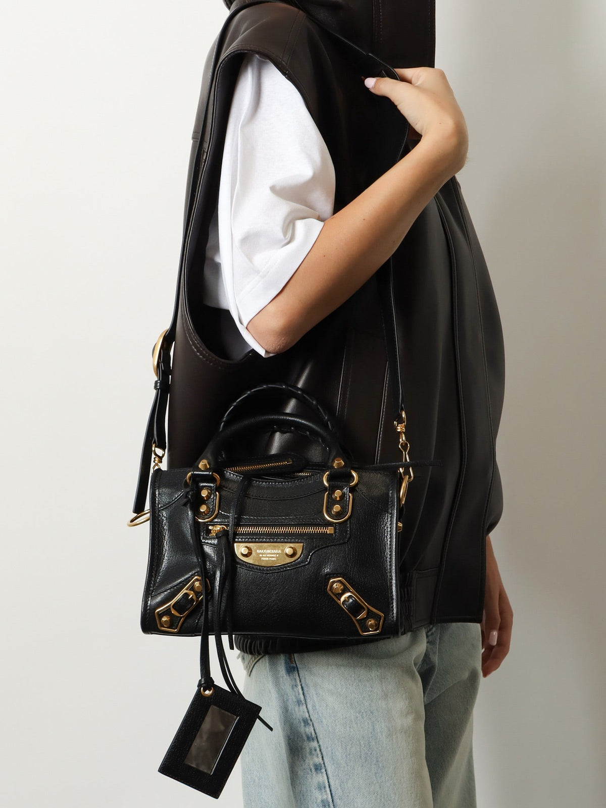 Balenciaga Women Le City Uptown Mini Leather Handbag