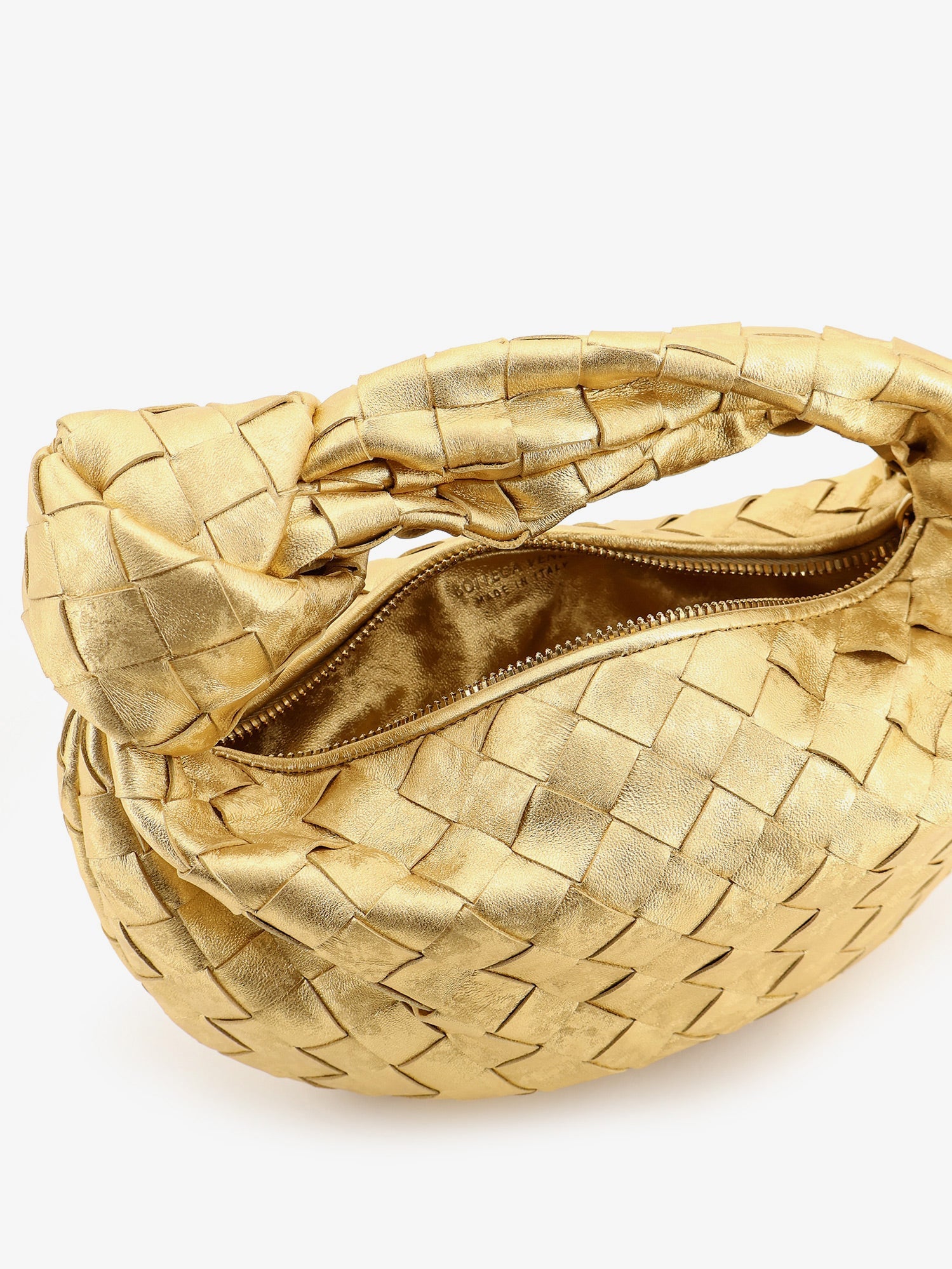 BOTTEGA VENETA Bottega Veneta Women Mini Jodie Leather Handbag With A Foggy Mirror Effect Braided Motif