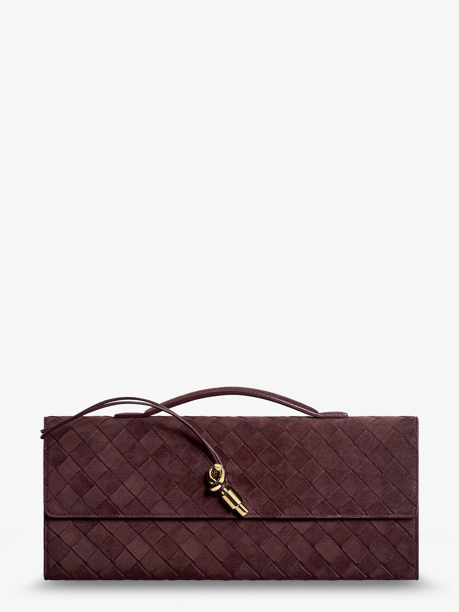 BOTTEGA VENETA Bottega Veneta Women Andiamo Suede Clutch With Intrecciato Pattern