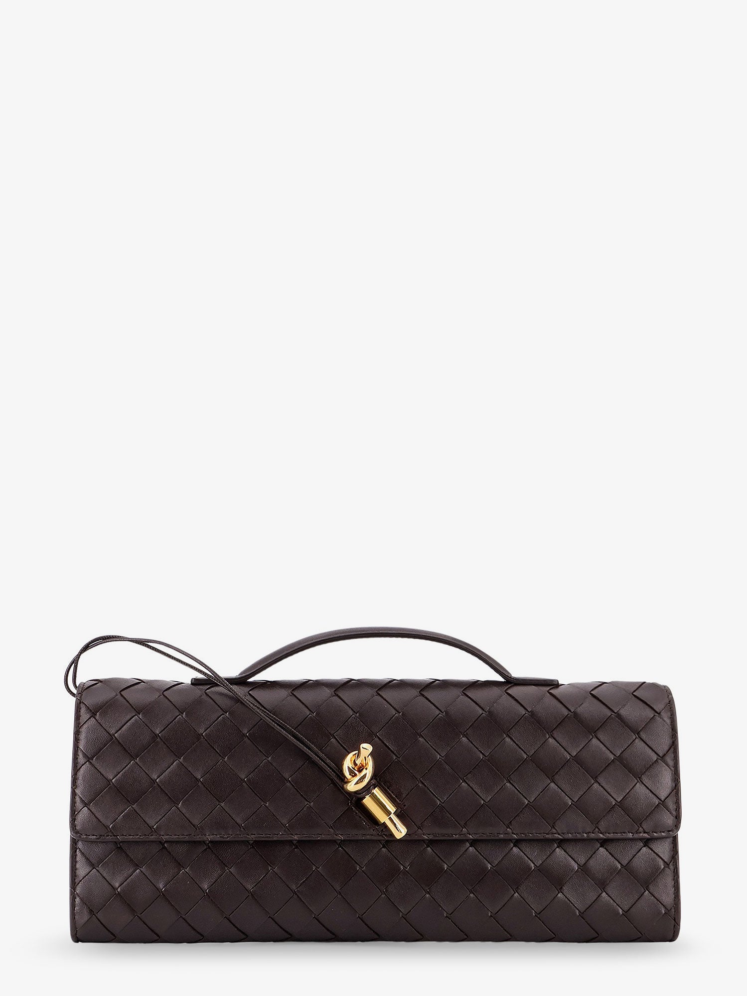 BOTTEGA VENETA Bottega Veneta Women Andiamo Leather Clutch With Intrecciato Motif