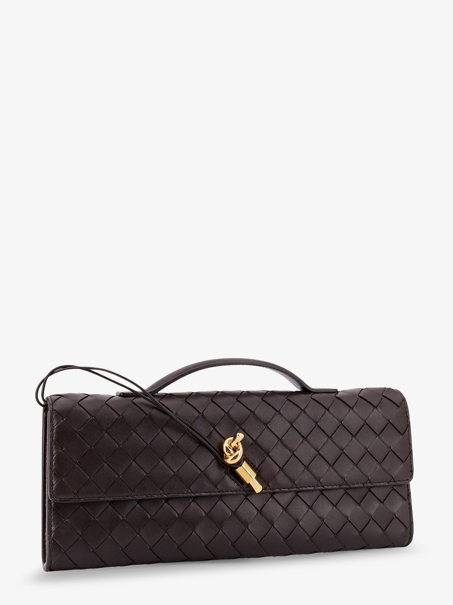 BOTTEGA VENETA Bottega Veneta Women Andiamo Leather Clutch With Intrecciato Motif