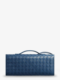 Bottega Veneta Women Andiamo Leather Clutch With Intrecciato Pattern