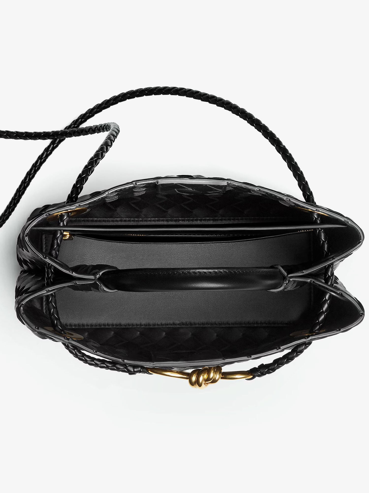 Bottega Veneta Women Andiamo Small Leather Crossbody Bag With Intrecciato Motif