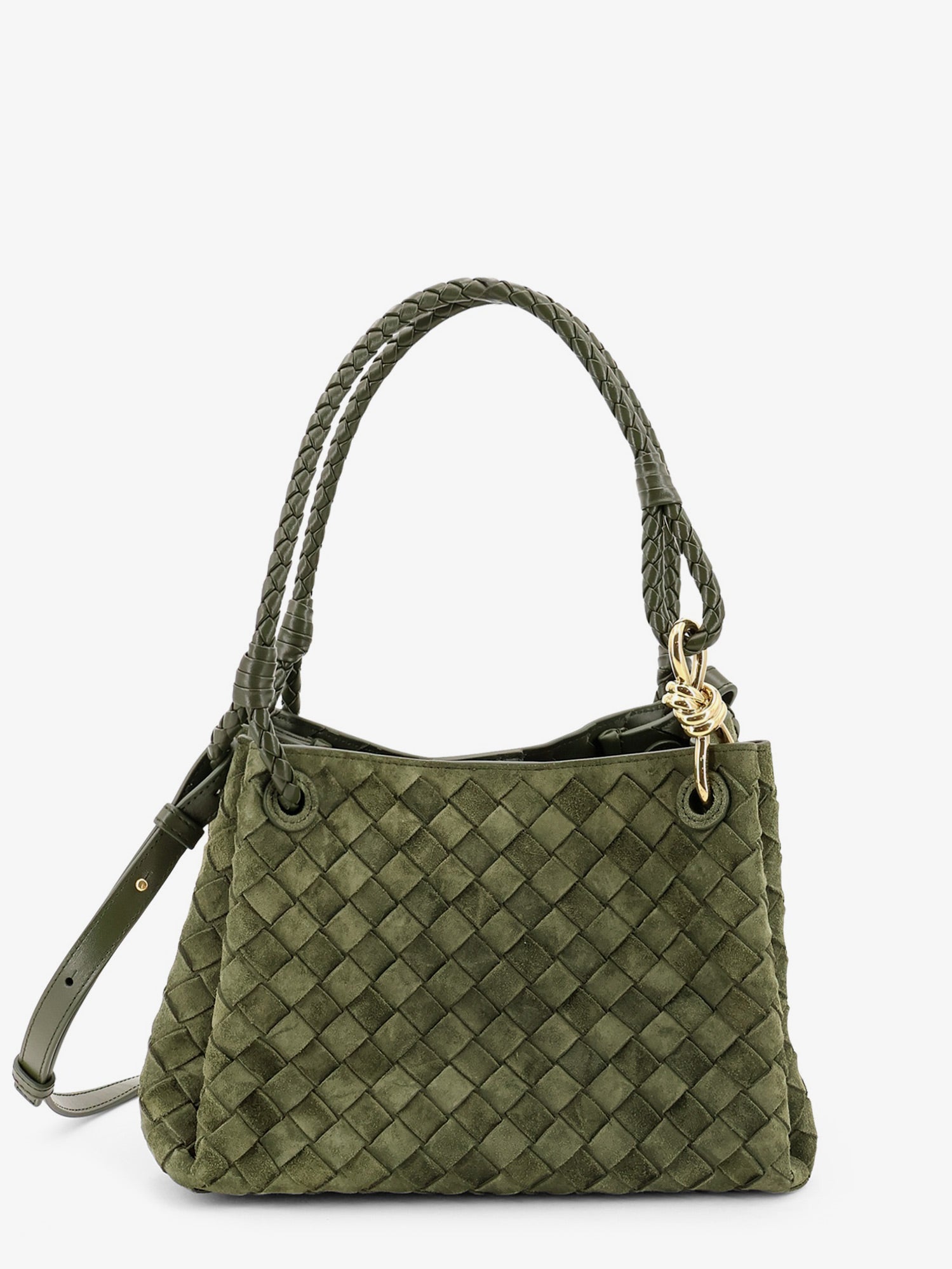 BOTTEGA VENETA Bottega Veneta Women Parachute Suede Shoulder Bag With Intrecciato Motif