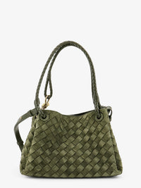 BOTTEGA VENETA Bottega Veneta Women Parachute Suede Shoulder Bag With Intrecciato Motif