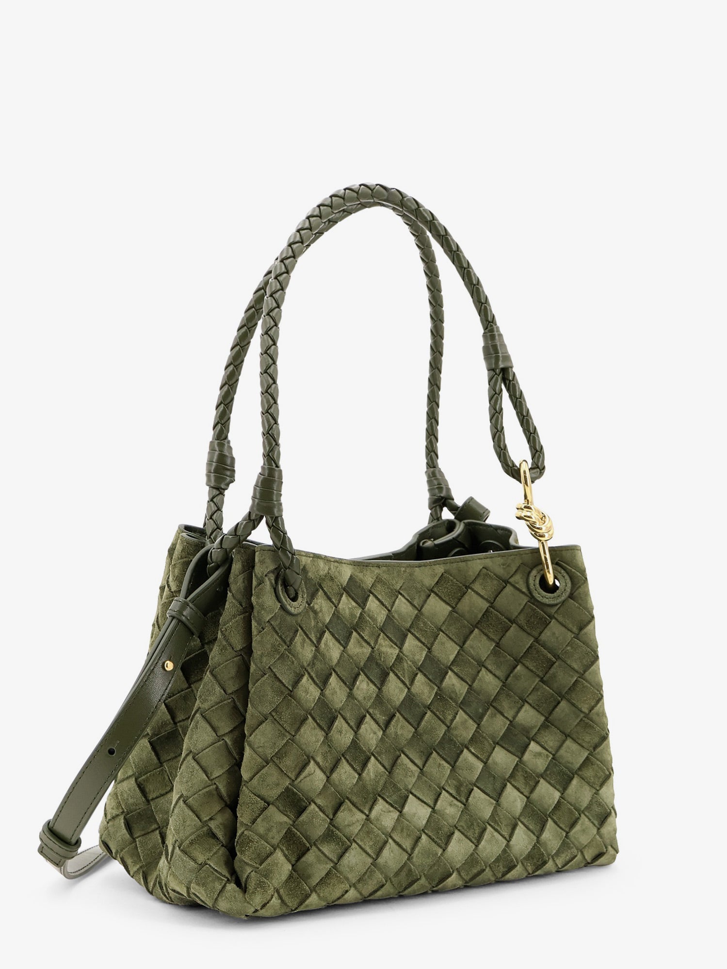BOTTEGA VENETA Bottega Veneta Women Parachute Suede Shoulder Bag With Intrecciato Motif