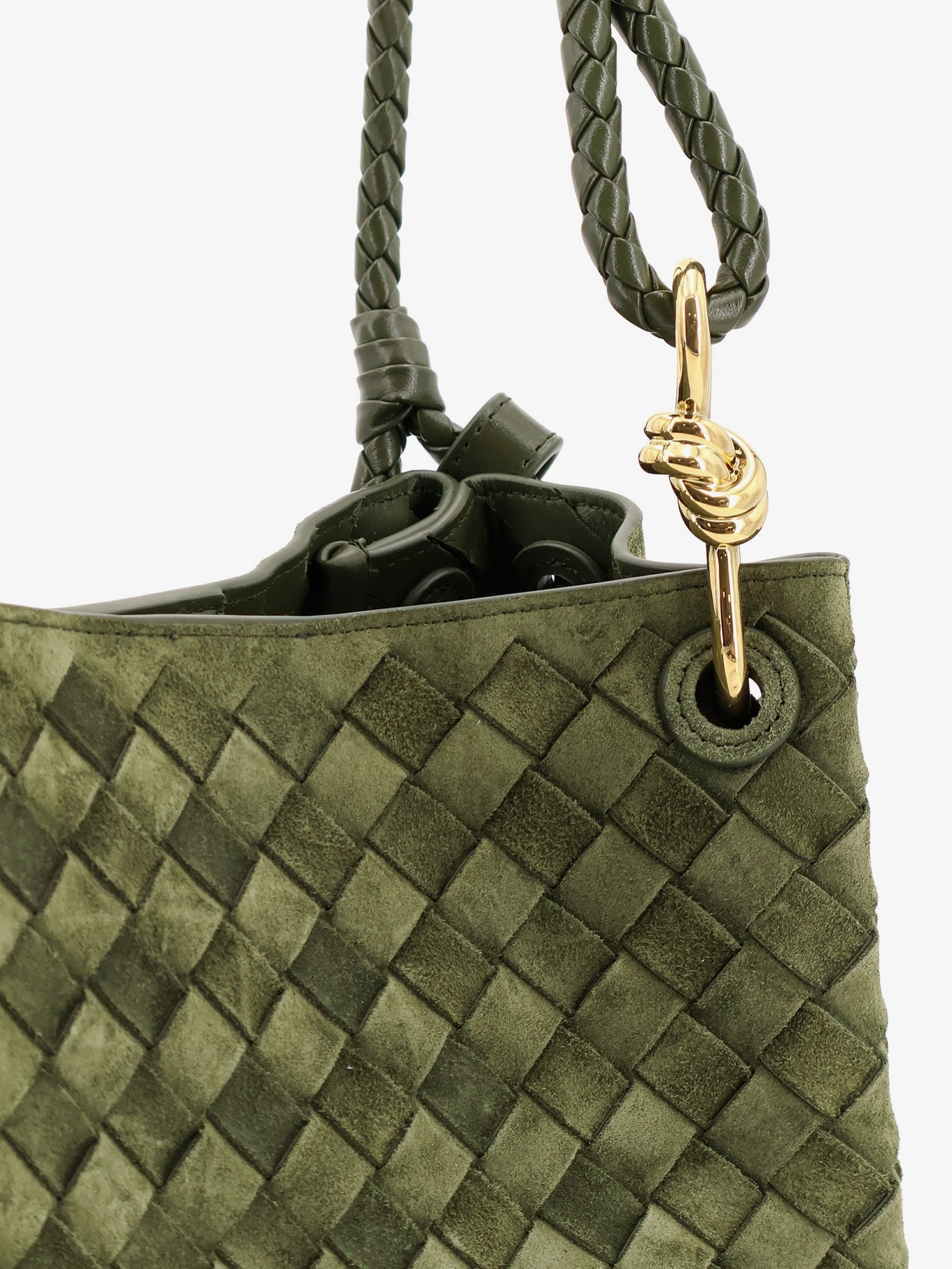 BOTTEGA VENETA Bottega Veneta Women Parachute Suede Shoulder Bag With Intrecciato Motif