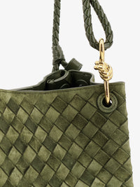 BOTTEGA VENETA Bottega Veneta Women Parachute Suede Shoulder Bag With Intrecciato Motif