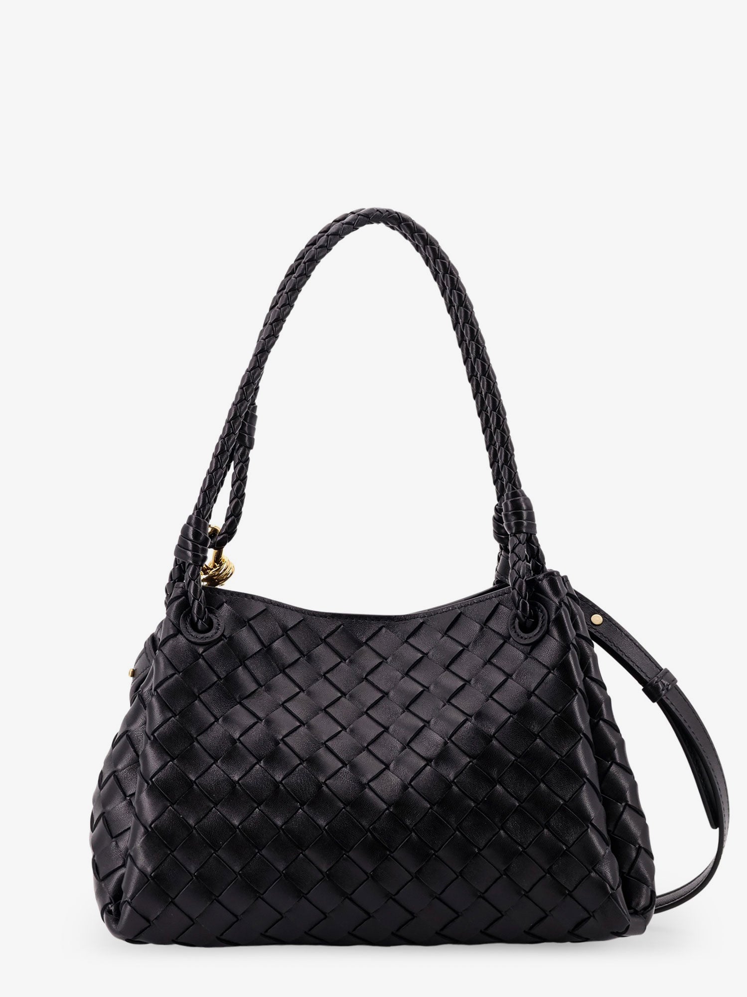 BOTTEGA VENETA Bottega Veneta Women Parachute Leather Shoulder Bag With Intrecciato Motif And Knot Detail