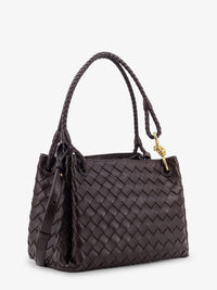 Bottega Veneta Women Parachute Leather Shoulder Bag With Intrecciato Pattern And Knot Detail