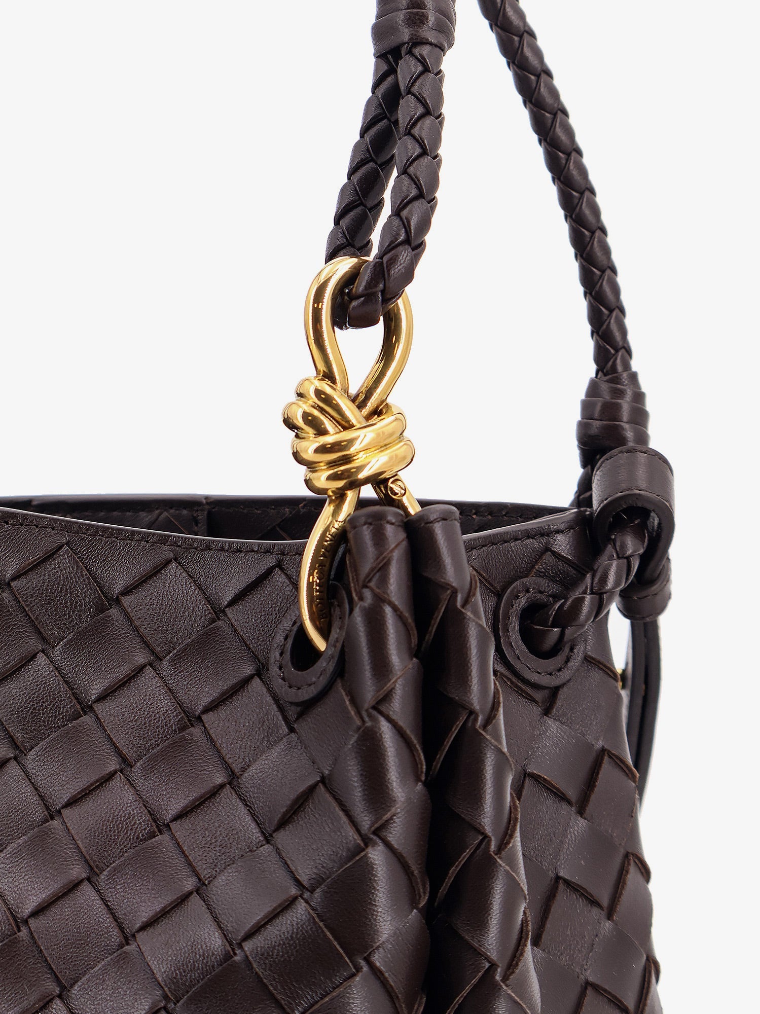 Bottega Veneta Women Parachute Leather Shoulder Bag With Intrecciato Pattern And Knot Detail