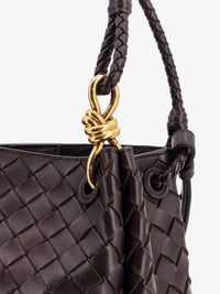 Bottega Veneta Women Parachute Leather Shoulder Bag With Intrecciato Pattern And Knot Detail
