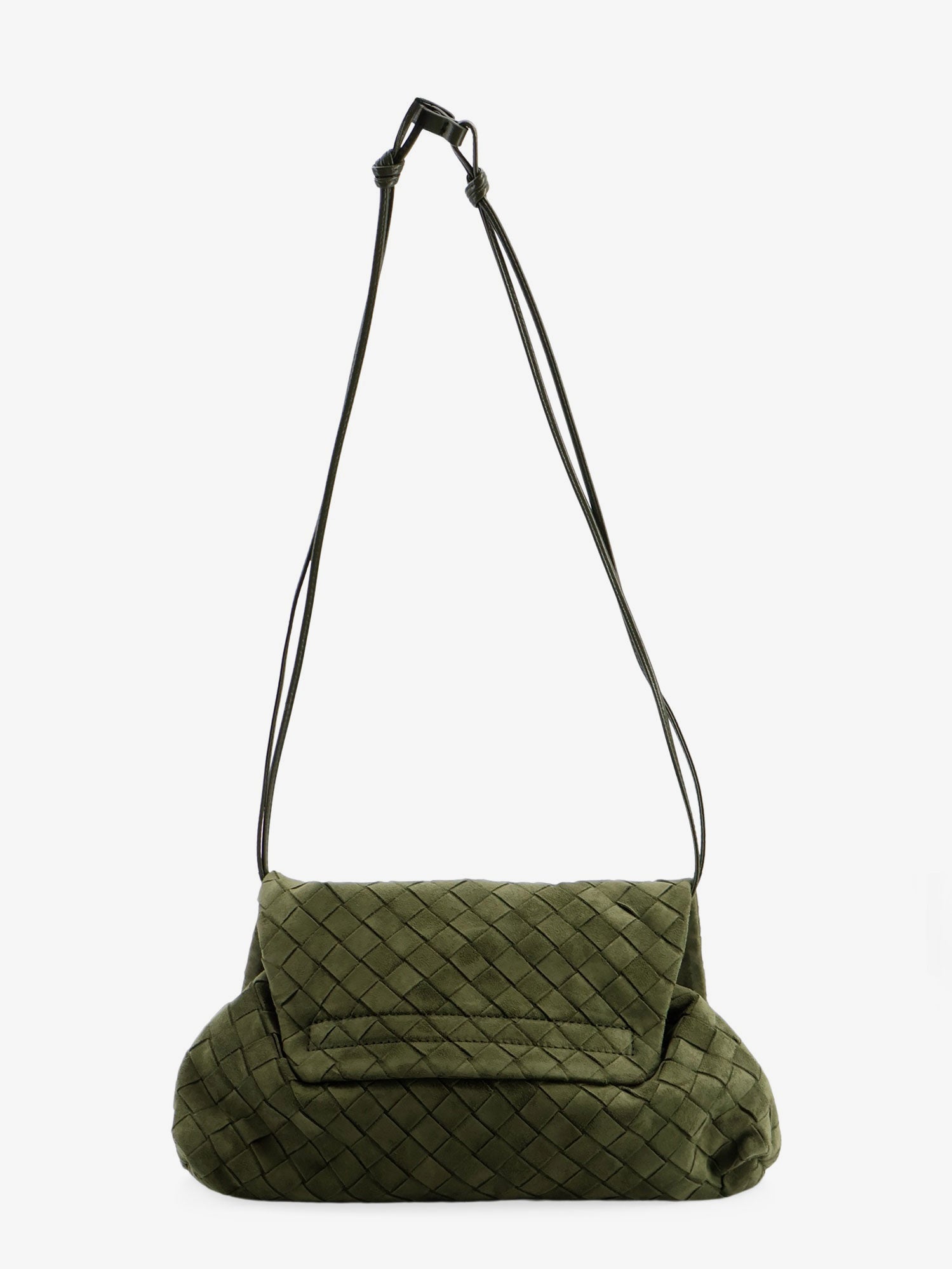 Bottega Veneta Women Suede Giorno Shoulder Bag With Intrecciato Pattern
