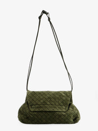 Bottega Veneta Women Suede Giorno Shoulder Bag With Intrecciato Pattern
