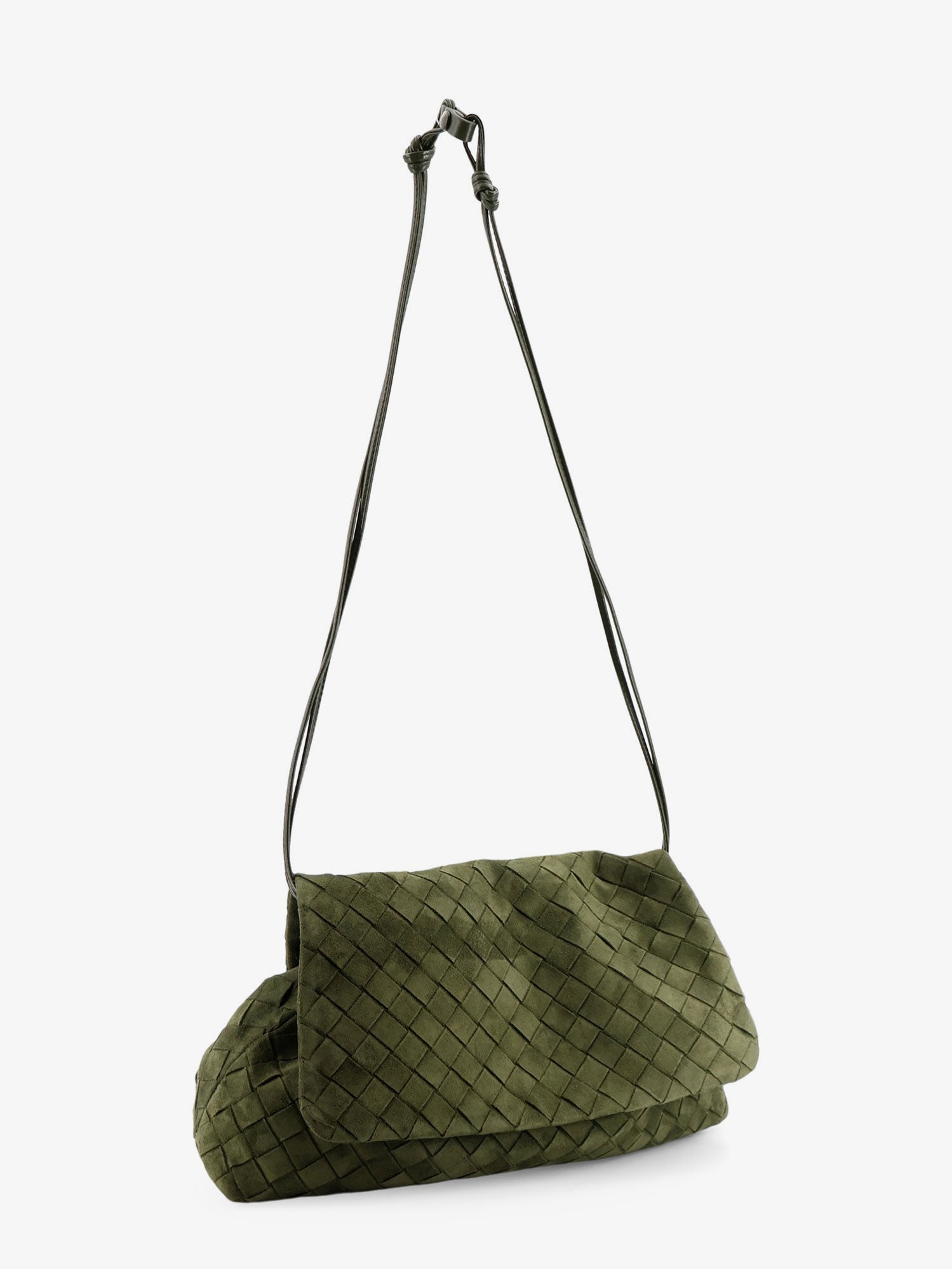 Bottega Veneta Women Suede Giorno Shoulder Bag With Intrecciato Pattern