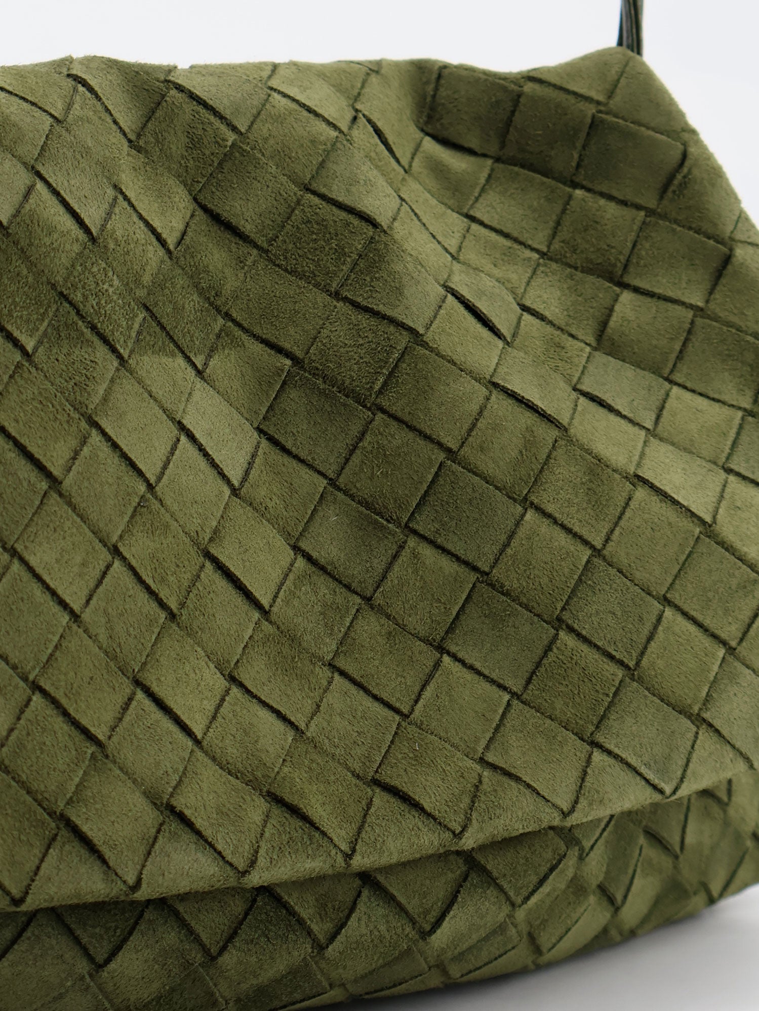Bottega Veneta Women Suede Giorno Shoulder Bag With Intrecciato Pattern