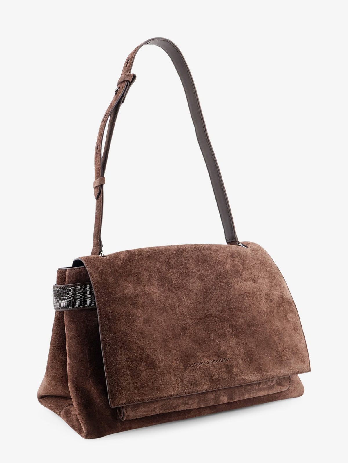 Brunello Cucinelli Women Suede Crossbody Bag With Monili Details