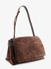 Brunello Cucinelli Women Suede Crossbody Bag With Monili Details