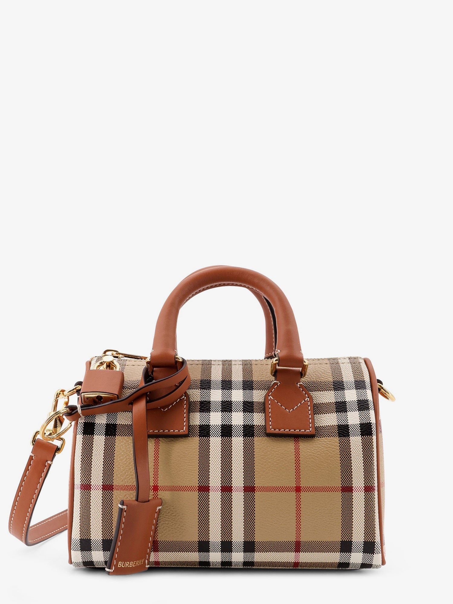 BURBERRY Burberry Women Coated Canvas Crossbody Bag With Check Pattern