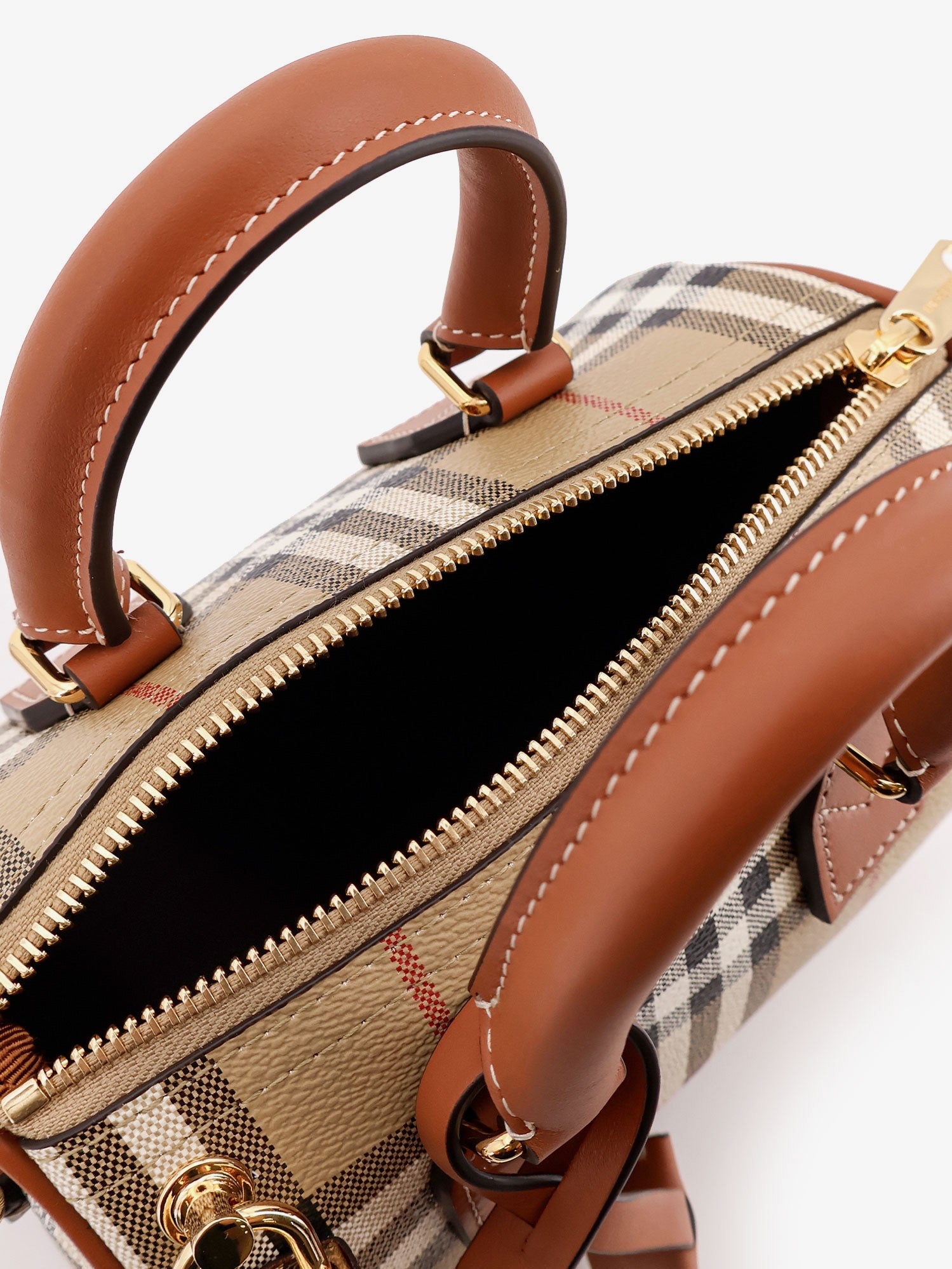 BURBERRY Burberry Women Coated Canvas Crossbody Bag With Check Pattern