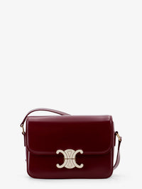CELINE Celine Women Teen Triomphe Leather Crossbody Bag With Enameled Triomphe Logo
