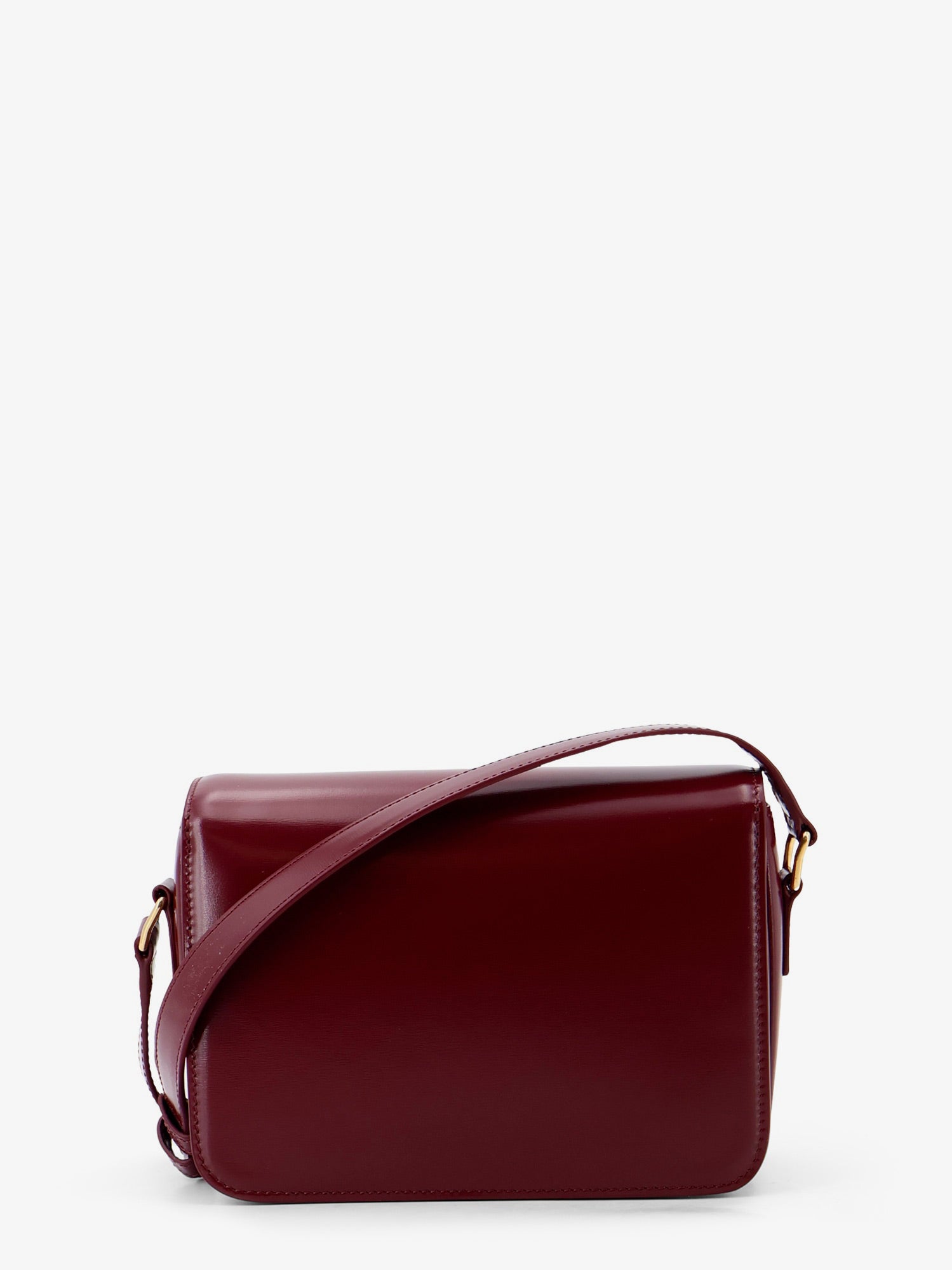 CELINE Celine Women Teen Triomphe Leather Crossbody Bag With Enameled Triomphe Logo