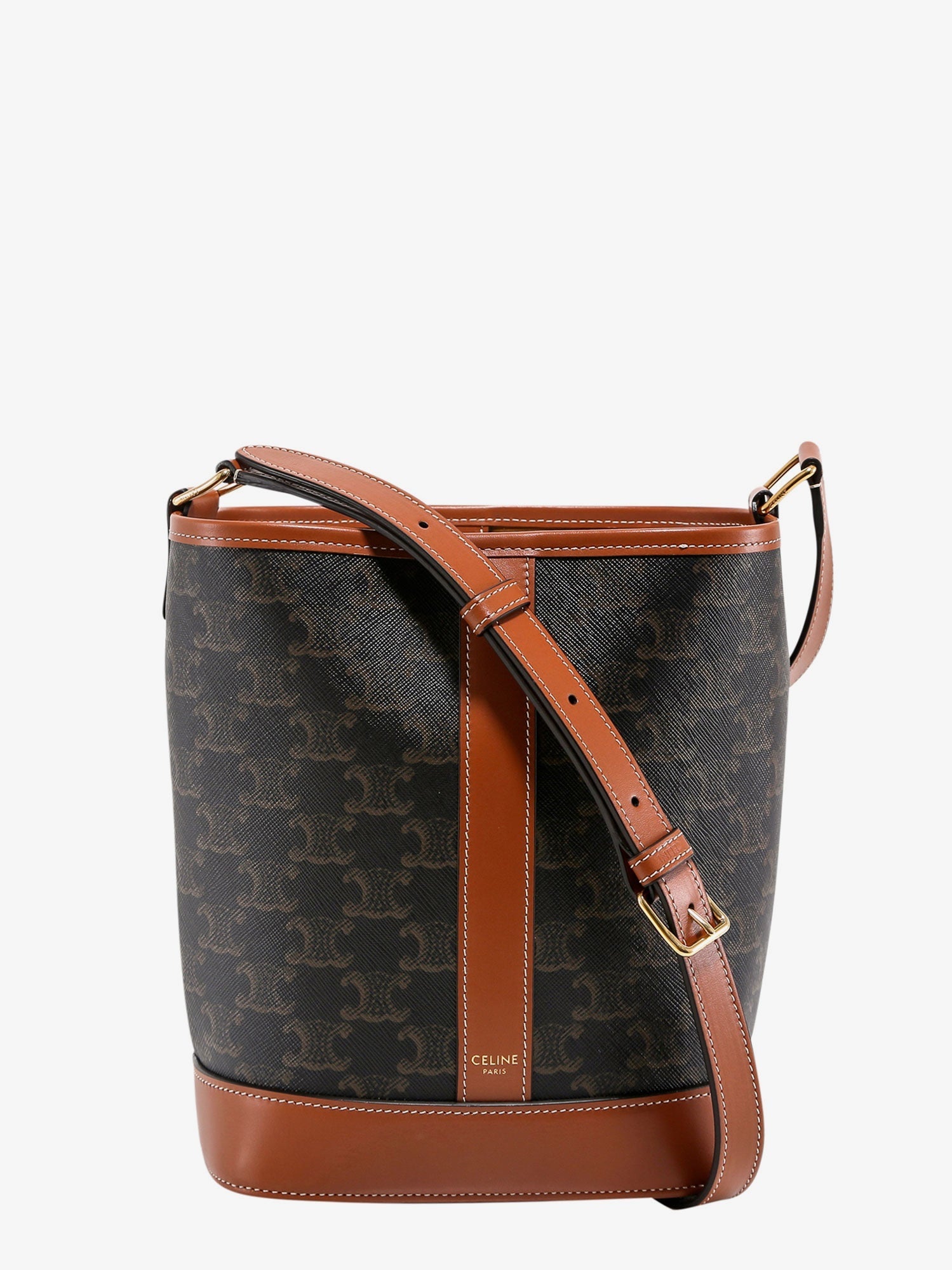 Celine Women Triomphe Coated Canvas Bucket Bag