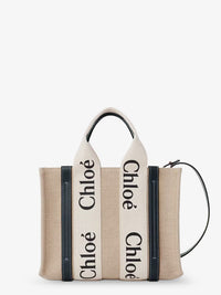 CHLOE' Chloe' Women Woody Linen Canvas And Leather Crossbody Bag