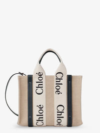 CHLOE' Chloe' Women Woody Linen Canvas And Leather Crossbody Bag