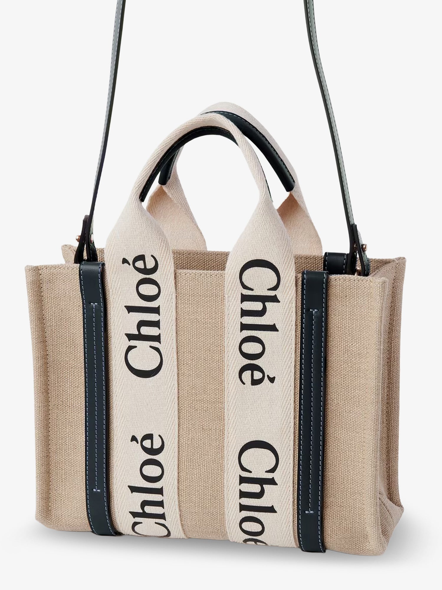 CHLOE' Chloe' Women Woody Linen Canvas And Leather Crossbody Bag