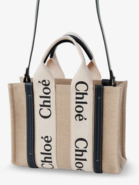 CHLOE' Chloe' Women Woody Linen Canvas And Leather Crossbody Bag
