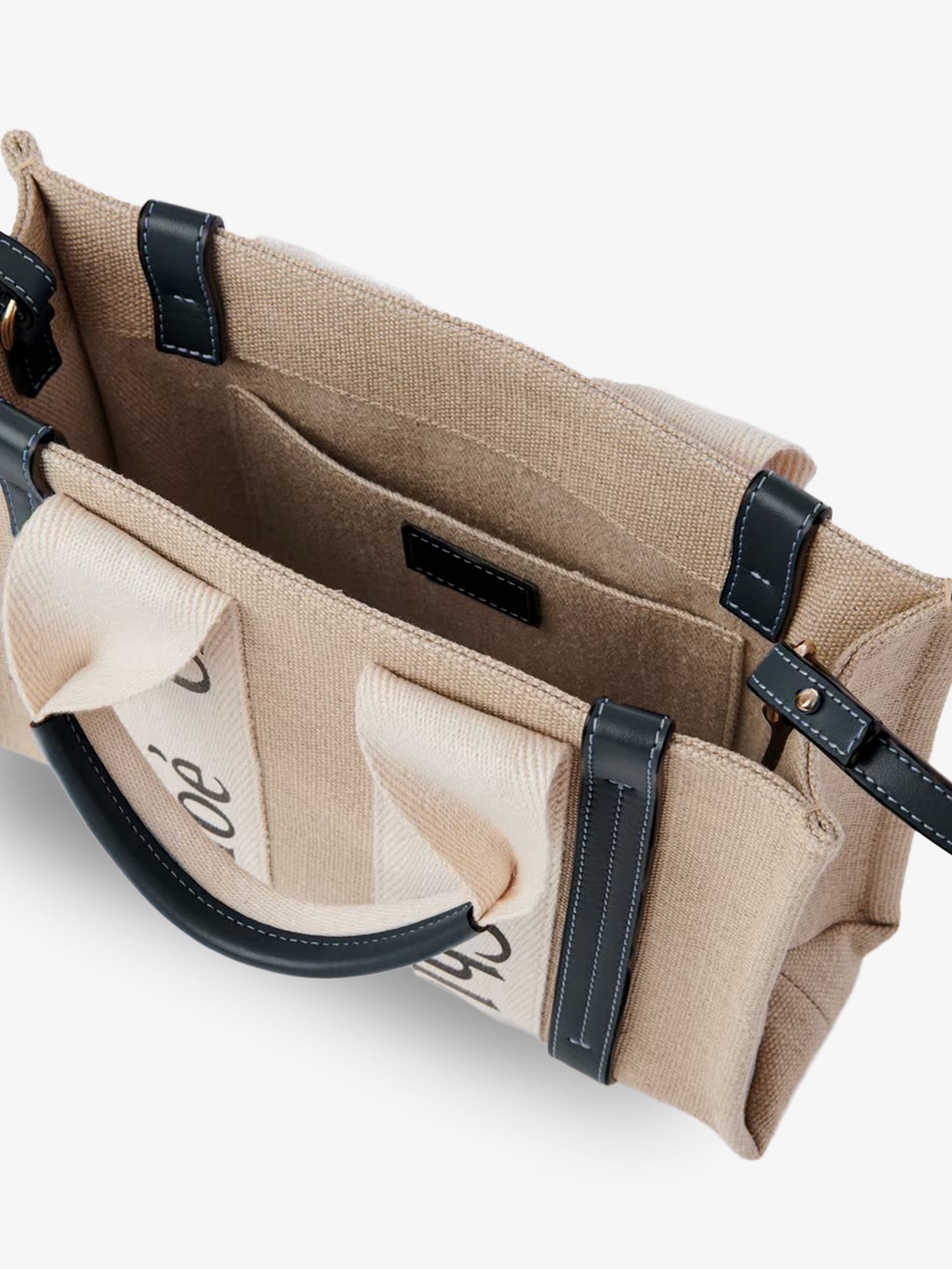 CHLOE' Chloe' Women Woody Linen Canvas And Leather Crossbody Bag