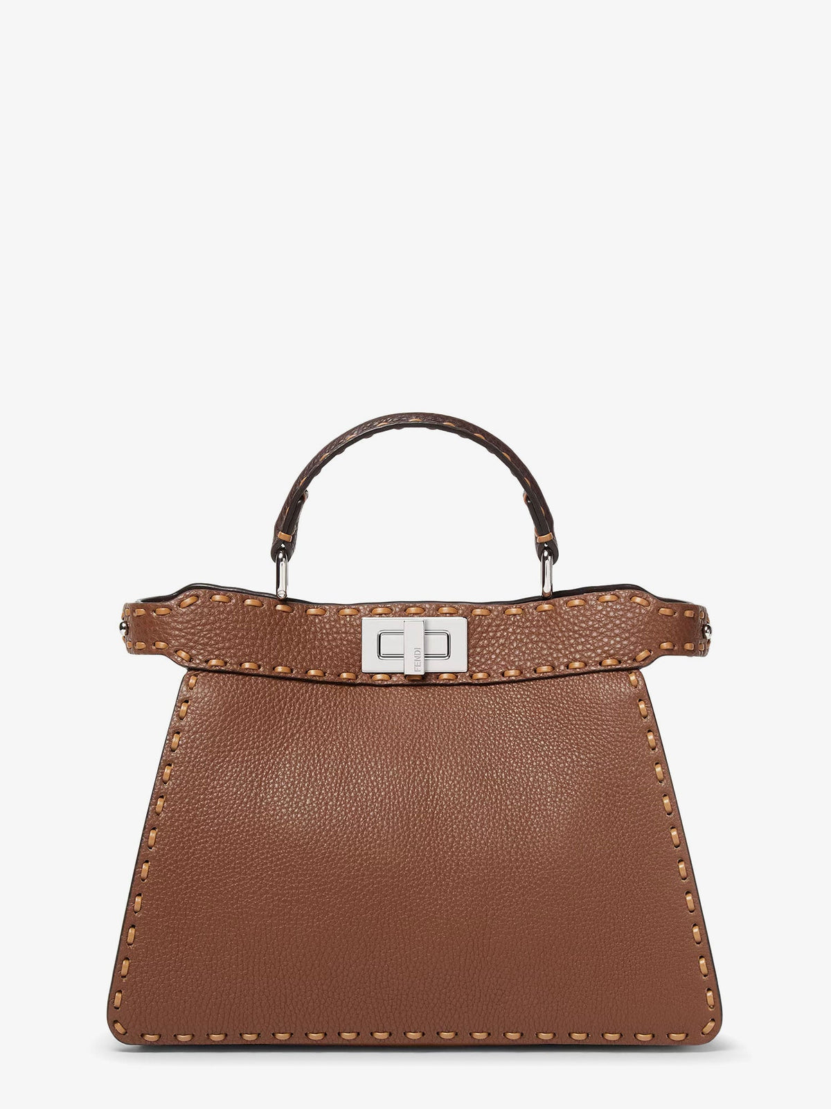 Fendi Women Peekaboo Iseeu Small Leather Shoulder Bag With Selleria Macro Stitching